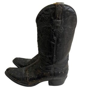 Rodeo rider 10.5-11(28.5)mex Black  Leather Western Cowboy Boots Pointed Toe